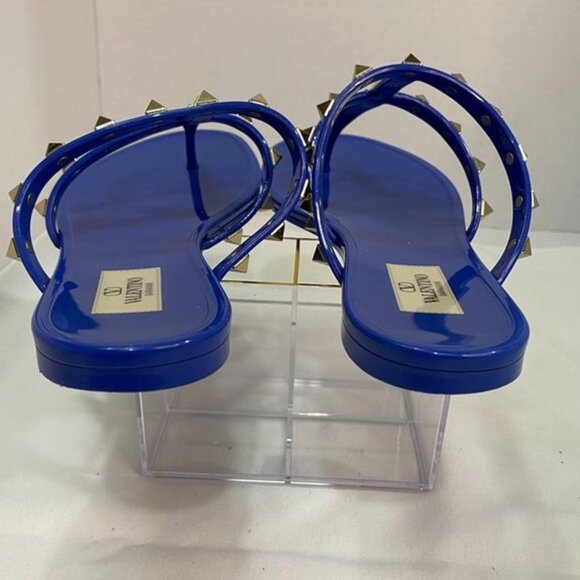 Valentino Garavani Rockstud Jelly Sandals Blue Electric PVC Slides 38 - Picture 5 of 13